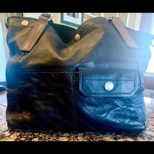 Black FRYE Samantha Quilted Boho Shoulder Bag